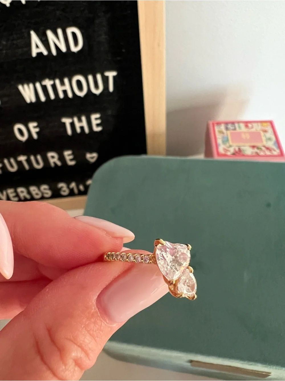 Pandora Double Heart Sparkling Ring